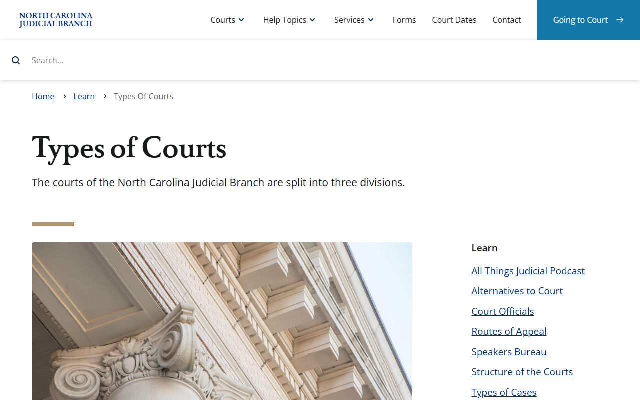 Wayne County court dockets types of North Carolina courts