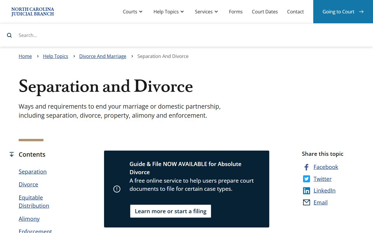Wayne County District Court separation and divorce requirements