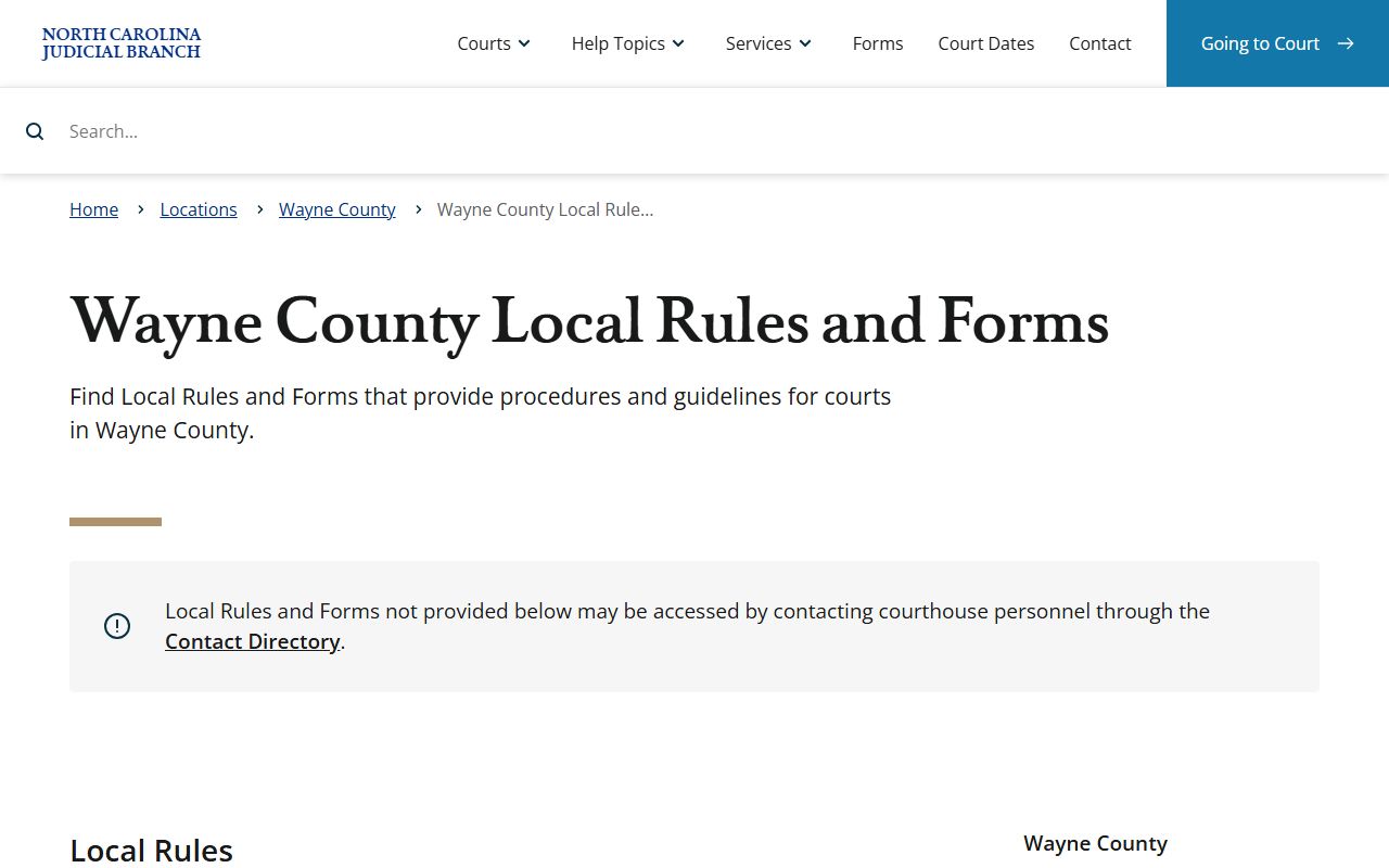 Wayne County Superior Court and District Court local rules