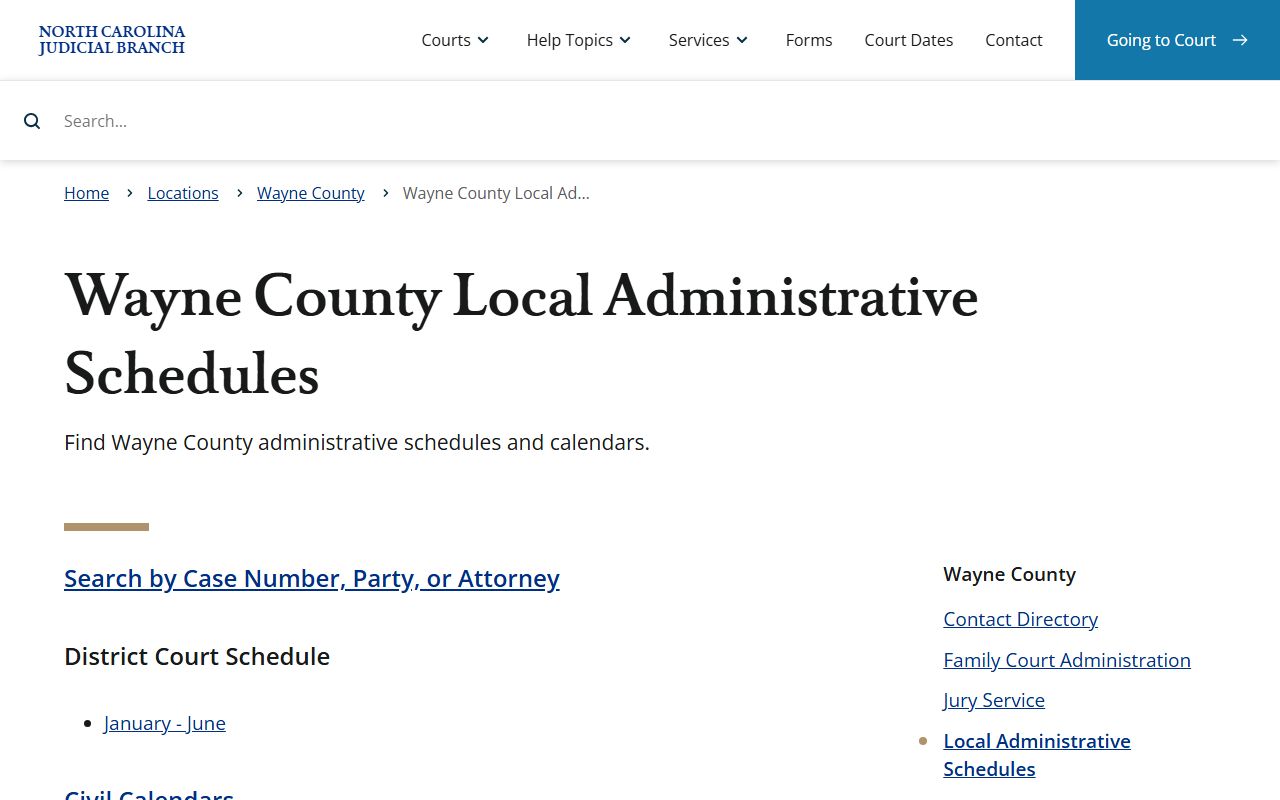 Wayne County District Court records local administrative schedules