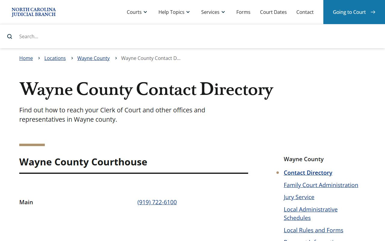 Wayne County court records contact directory