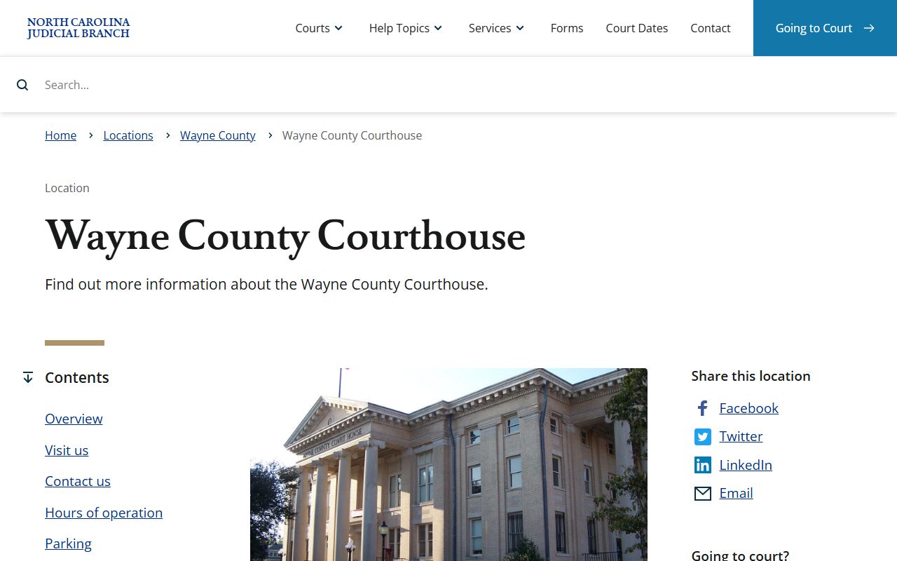 Wayne County court records courthouse page