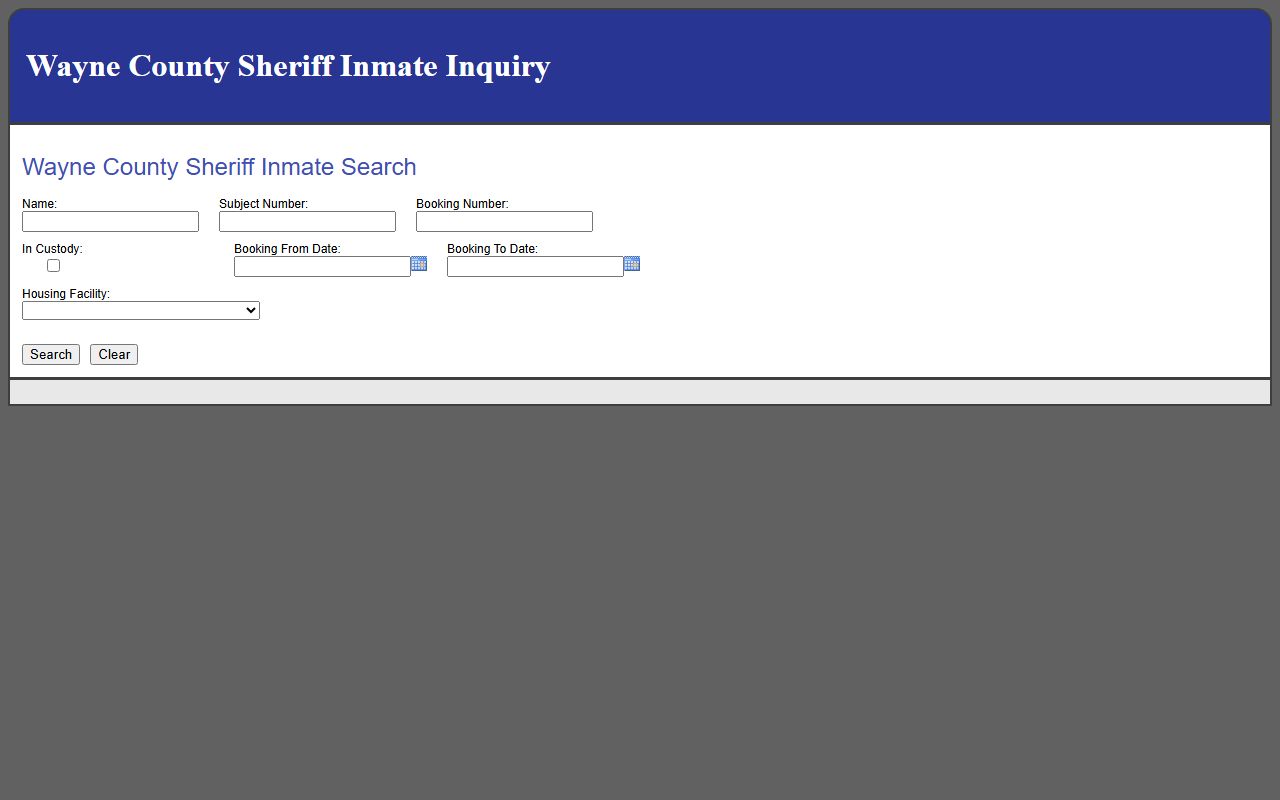 Wayne County inmate records public jail roster search