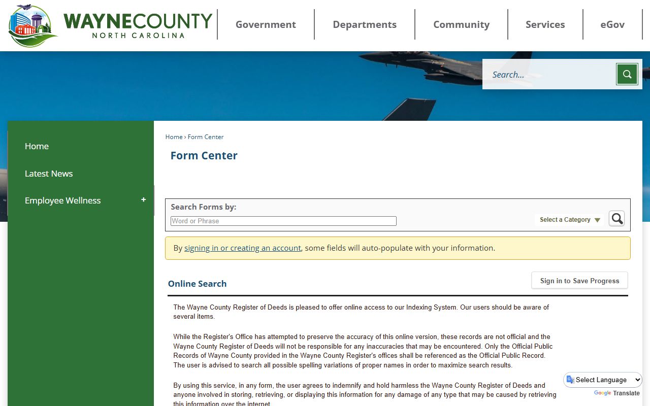Wayne County marriage records online search disclaimer