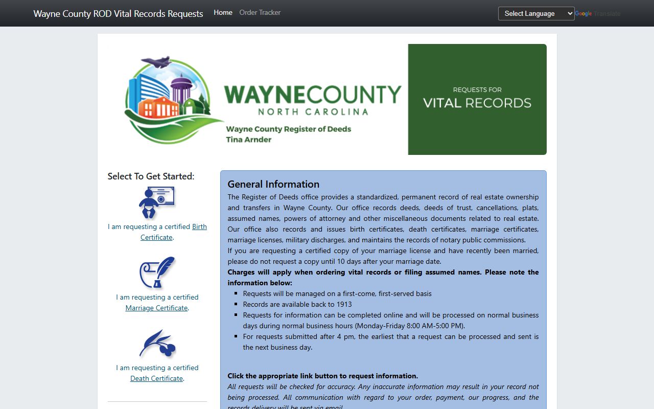 Wayne County marriage records Permitium order portal