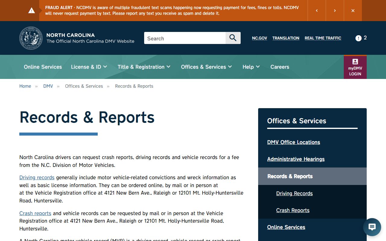 Wayne County traffic court records NCDMV records and reports source
