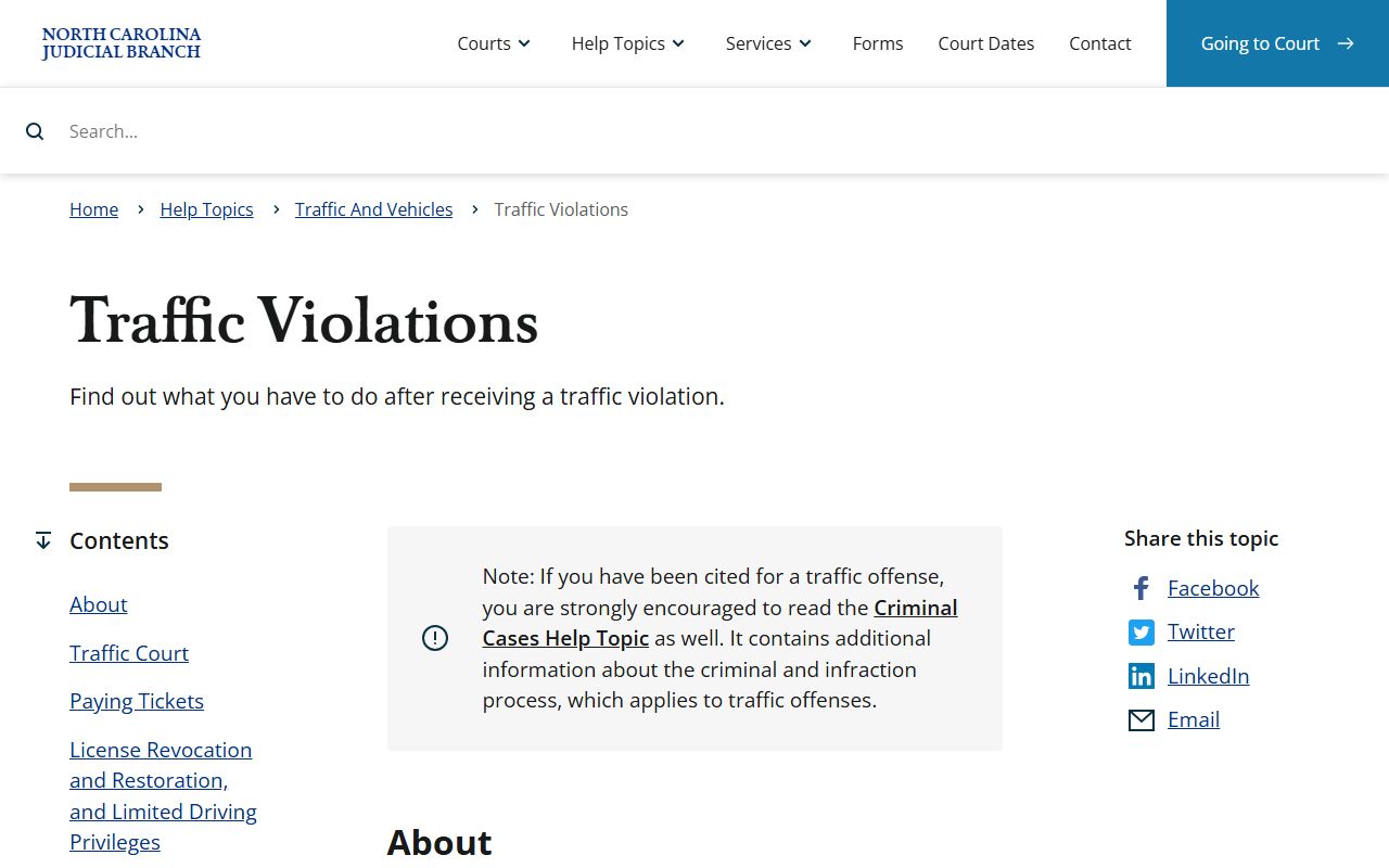 Wayne County traffic court records North Carolina traffic violations source