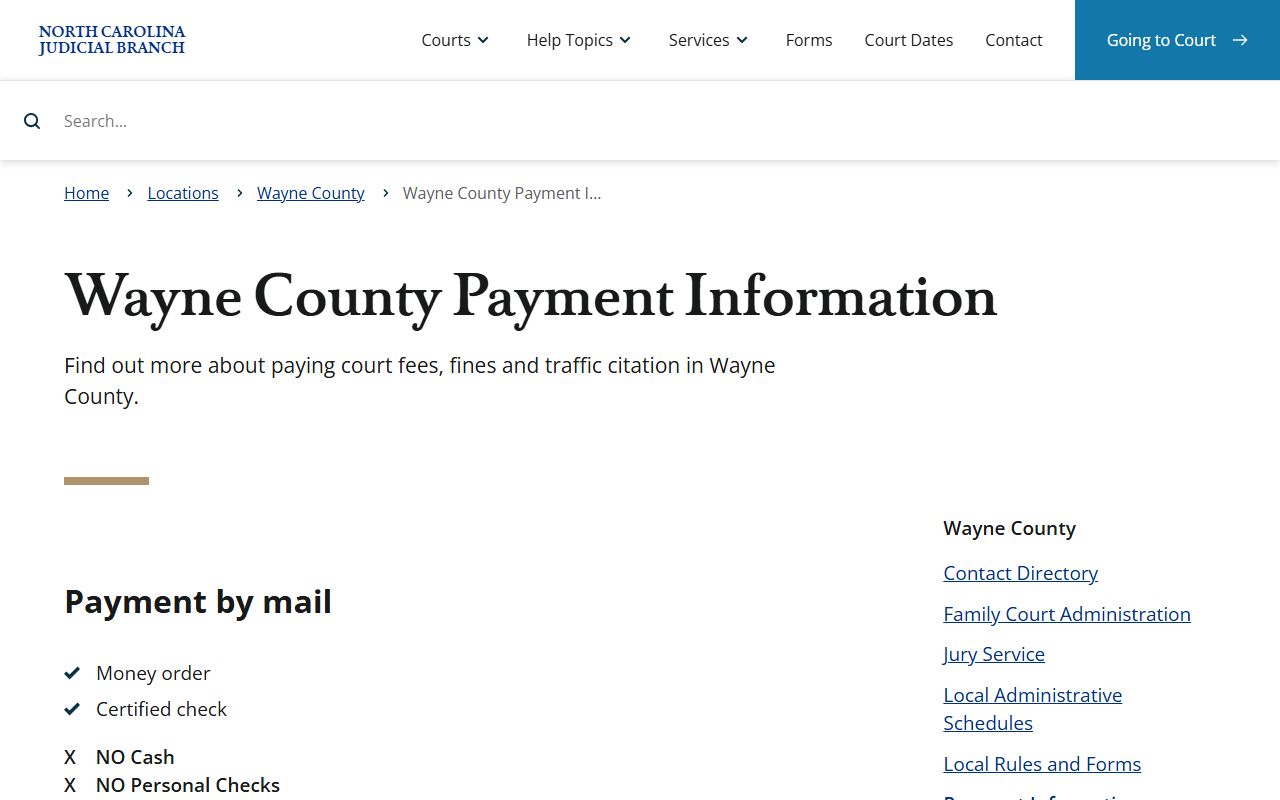 Wayne County traffic court records payment information source
